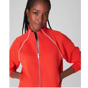 SPANX Women's AirEssentials Pique Track Full Zip - RED - Size MEDIUM